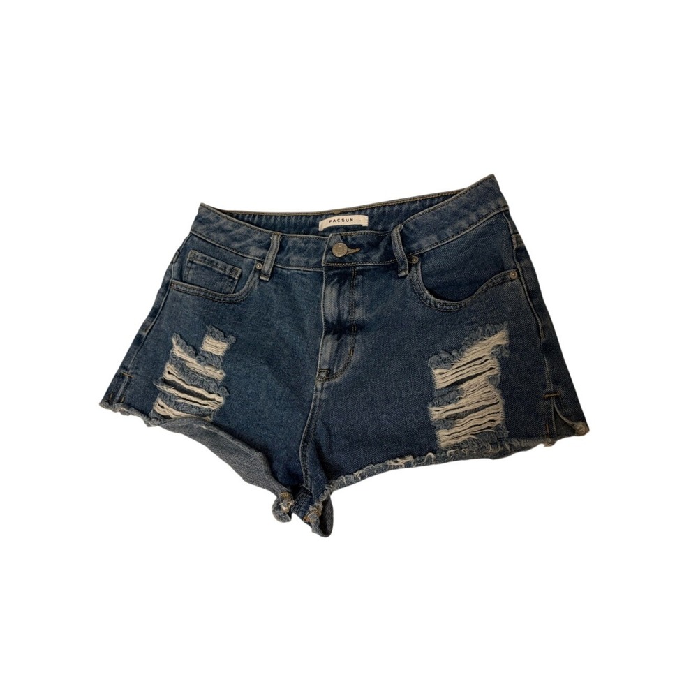 PacSun Hi Rise Festival Dark Blue Denim Shorts